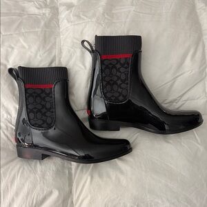 COACH Black Ankle Rain Boots - Size 7